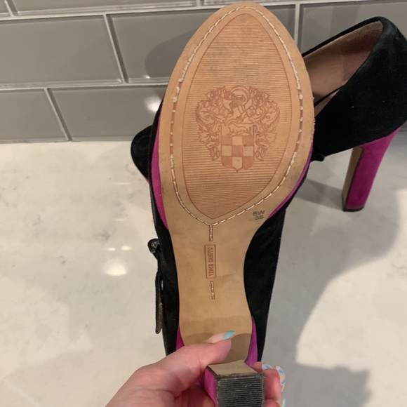 Vince Camuto Black and Majenta Suede Heels - Picture 2 of 2